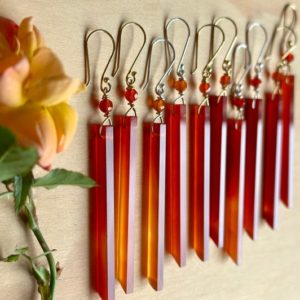 Shop Carnelian Earrings! Long Carnelian Earrings available with either Gold Vermeil or Sterling Silver | Natural genuine Carnelian earrings. Buy crystal jewelry, handmade handcrafted artisan jewelry for women.  Unique handmade gift ideas. #jewelry #beadedearrings #beadedjewelry #gift #shopping #handmadejewelry #fashion #style #product #earrings #affiliate #ad