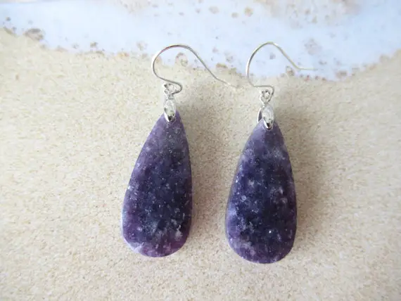 Long Purple Earrings.  Purple Earrings. Lepidolite Earrings