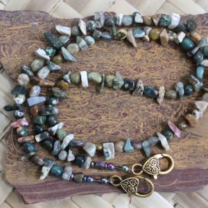 Shop Ocean Jasper Necklaces! MADAGASCAR OCEAN JASPER Necklace Mask Chain Necklace Rainbow Hematite Boho Jasper Necklace 28 Inches Necklace Rare Stone Necklacelace | Natural genuine Ocean Jasper necklaces. Buy crystal jewelry, handmade handcrafted artisan jewelry for women.  Unique handmade gift ideas. #jewelry #beadednecklaces #beadedjewelry #gift #shopping #handmadejewelry #fashion #style #product #necklaces #affiliate #ad