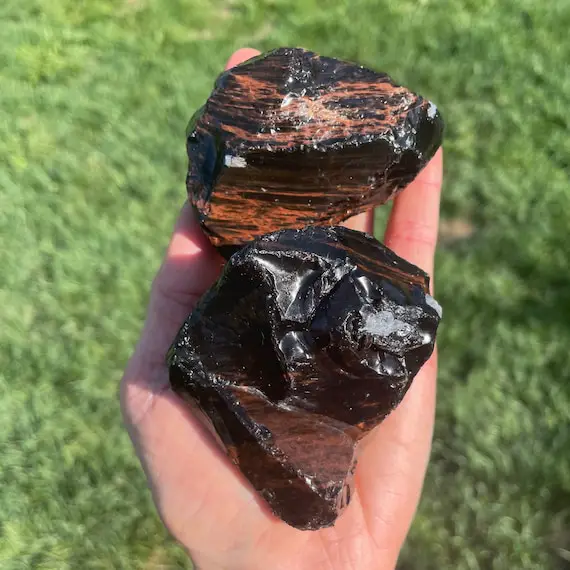 Mahogany Obsidian W 2 Or More Cristobal Snowflakes Medium, Rare Rough Mahogany Obsidian Stone, Natural Utah, Free Shipping