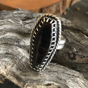 Shop Mahogany Obsidian Jewelry! Mahogany Obsidian Casket Ring – Size 9 | Natural genuine Mahogany Obsidian jewelry. Buy crystal jewelry, handmade handcrafted artisan jewelry for women.  Unique handmade gift ideas. #jewelry #beadedjewelry #beadedjewelry #gift #shopping #handmadejewelry #fashion #style #product #jewelry #affiliate #ad