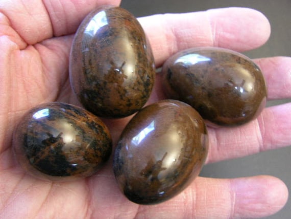 Mahogany Obsidian Egg Hand Carved Polished 2 Inch 1 Egg W/ring Stand Per Winner