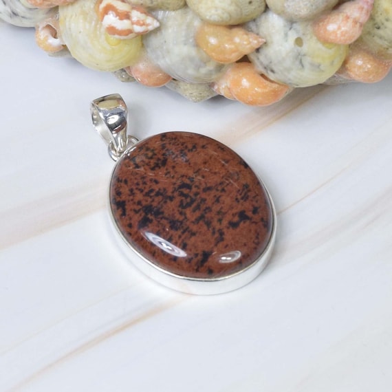 Mahogany Obsidian Pendant 925 Sterling Silver Gemstone Pendant Jewelry ~ Oval Shape ~ Handmade Jewelry ~ Gift For Christmas