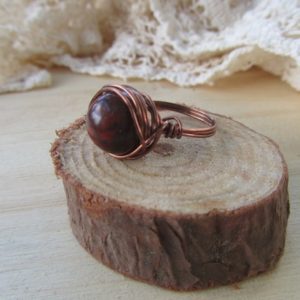 Shop Mahogany Obsidian Rings! Mahogany Obsidian Ring, Wire Wrapped Ring, Antique Copper, Stacking Ring, Hippie Jewelry, Obsidian Ring, Obsidian Jewelry, Red Ring, Stone | Natural genuine Mahogany Obsidian rings, simple unique handcrafted gemstone rings. #rings #jewelry #shopping #gift #handmade #fashion #style #affiliate #ad