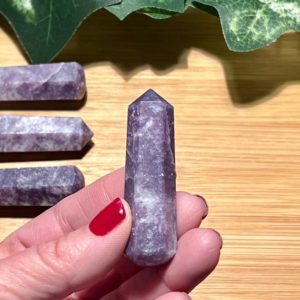 Shop Lepidolite Points & Wands! Mini Lepidolite Wand – 2" | Natural genuine stones & crystals in various shapes & sizes. Buy raw cut, tumbled, or polished gemstones for making jewelry or crystal healing energy vibration raising reiki stones. #crystals #gemstones #crystalhealing #crystalsandgemstones #energyhealing #affiliate #ad