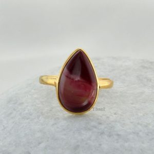 Mookaite 10x15mm Pear Gemstone Ring – 925 Sterling Silver Ring – Micron Gold Plated Ring for Mom – Handmade Ring – Birthday Gift – Boho Ring | Natural genuine Mookaite Jasper jewelry. Buy crystal jewelry, handmade handcrafted artisan jewelry for women.  Unique handmade gift ideas. #jewelry #beadedjewelry #beadedjewelry #gift #shopping #handmadejewelry #fashion #style #product #jewelry #affiliate #ad