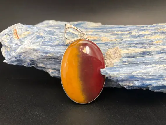 Mookaite Jasper Pendant // Mookaite Jasper Pendant // Oval Setting With Wide Bail // Sterling Silver
