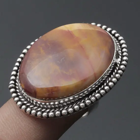 Mookaite Jasper Ring Woman Gemstone Ring Antique Jewellery Gift For Girl Ring Sterling Silver Plated Ring Gift For Her Ring Xy2262