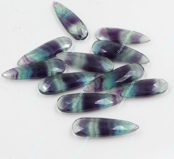 Multi Fluorite Stone, 8 Pieces, Faceted Gemstone, Long Shape Pear, Natural Fluorite Stone, Fluorite Beads, Pear Shape Fluorite Szie 9x29 Mm