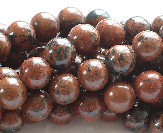 Natural 10mm Mahogany Obsidian Round Beads Genuine Gemstone