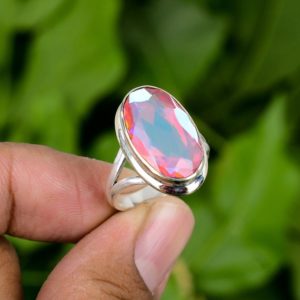 Shop Angel Aura Quartz Rings! Natural Angel Aura Quartz Ring, 925 Sterling Silver Ring, Handmade Silver Ring, Best Gift For Valentine's Day | Natural genuine Angel Aura Quartz rings, simple unique handcrafted gemstone rings. #rings #jewelry #shopping #gift #handmade #fashion #style #affiliate #ad