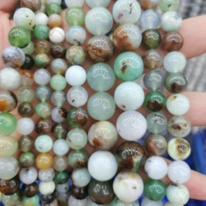 Shop Chrysoprase Round Beads! Natural Bicolor Brown Green Chrysoprase Round Beads 4mm 6mm 8mm 10mm Beads 15.5" Strand | Natural genuine round Chrysoprase beads for beading and jewelry making.  #jewelry #beads #beadedjewelry #diyjewelry #jewelrymaking #beadstore #beading #affiliate #ad