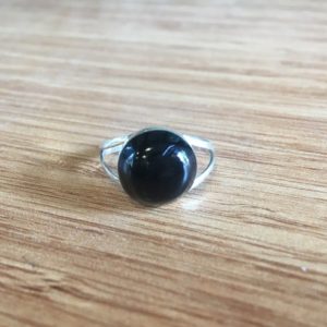 Shop Jet Jewelry! Natural Black Round Jet Stone Ring, Round Black Stone Ring, Sterling Silver Round Ring, Gothic Ring, Whitby Jet Ring, 925k Women Round Ring | Natural genuine Jet jewelry. Buy crystal jewelry, handmade handcrafted artisan jewelry for women.  Unique handmade gift ideas. #jewelry #beadedjewelry #beadedjewelry #gift #shopping #handmadejewelry #fashion #style #product #jewelry #affiliate #ad