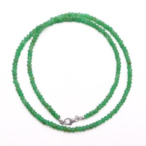 Shop Chrysoprase Necklaces! Natural Chrysoprase Beaded Necklace, 3.5MM Faceted Rondelle Beads, Chrysoprase Necklace, Chrysoprase Jewelry, 925 Sterling Silver Lock | Natural genuine Chrysoprase necklaces. Buy crystal jewelry, handmade handcrafted artisan jewelry for women.  Unique handmade gift ideas. #jewelry #beadednecklaces #beadedjewelry #gift #shopping #handmadejewelry #fashion #style #product #necklaces #affiliate #ad
