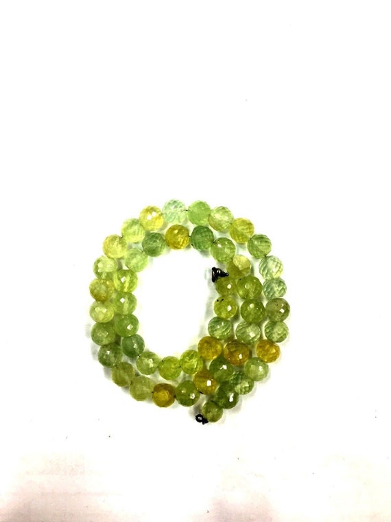 Natural Faceted 17" Strand Prehnite Round Beads 9-10mm Gemstone Beads