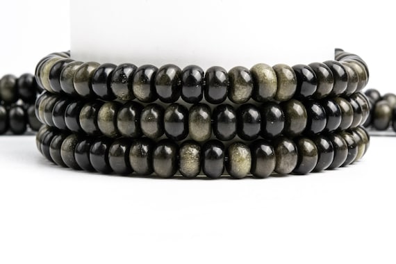 Natural Golden Obsidian Gemstone Grade A Rondelle 6x4mm 8x5mm Loose Beads