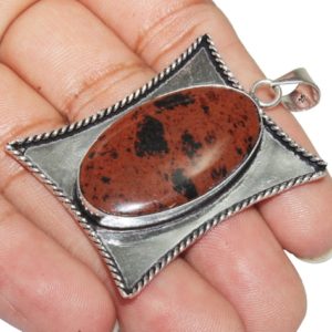 Shop Mahogany Obsidian Pendants! Natural Mahogany Obsidian Pendant , Obsidian Gemstone Pandant , Healing Pendant , 925 Sterling Silver Plated Jewelry Size 2" MG-76(65) | Natural genuine Mahogany Obsidian pendants. Buy crystal jewelry, handmade handcrafted artisan jewelry for women.  Unique handmade gift ideas. #jewelry #beadedpendants #beadedjewelry #gift #shopping #handmadejewelry #fashion #style #product #pendants #affiliate #ad