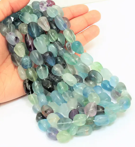 Natural Multicolor Fluorite Tumble  Nugget Smooth Plain Beads ,grade A Genuine Natural Fluorite Pebble Gemstone Beads, Jewelry Making Crafts