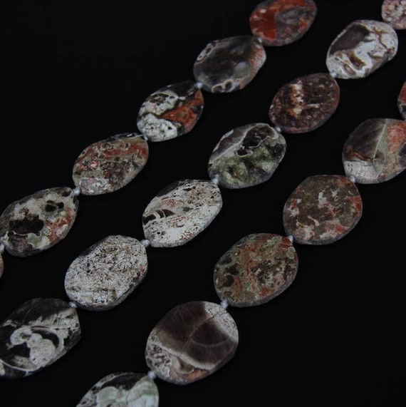 Natural Ocean Jasper Drilled Faceted Slab Loose Beads Pendants Jewelry Strand,freeform Slice Raw Jasper Gemstones Making Necklace Findings