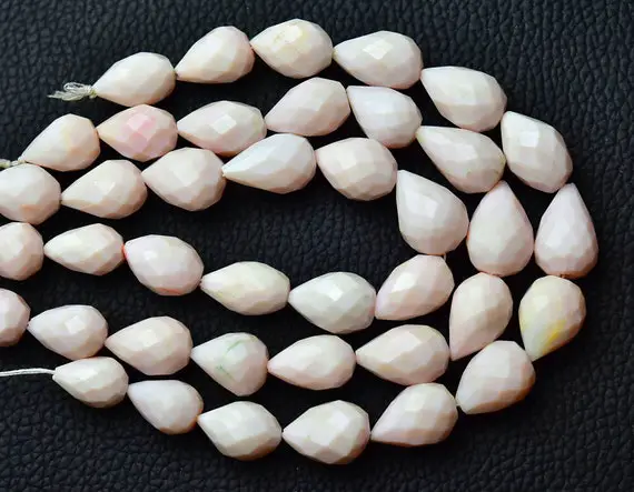 Natural Peru Pink Opal Teardrop Beads 10x12mm To 11x17mm Faceted Tear Drop Briolettes Gemstone Beads Superb Opal Bead 8 Inches Strand No6059