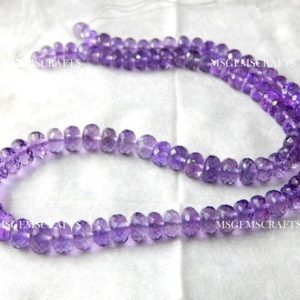 Shop Amethyst Rondelle Beads! Natural Pink Amethyst Rondelle Beads, Faceted Pink Amethyst Beads, Pink Amethyst Rondelle Shape Gemstone 7 To 8 mm Strand 9 Inches | Natural genuine rondelle Amethyst beads for beading and jewelry making.  #jewelry #beads #beadedjewelry #diyjewelry #jewelrymaking #beadstore #beading #affiliate #ad