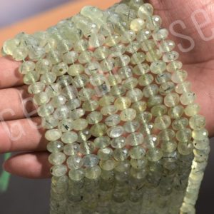 Shop Prehnite Rondelle Beads! Natural Prehnite Rondelle Beads AAA+ Quality Hand Faceted 10 MM Approx Prehnite bead 10 Inches strands for jewelry making | Wholesale rate | Natural genuine rondelle Prehnite beads for beading and jewelry making.  #jewelry #beads #beadedjewelry #diyjewelry #jewelrymaking #beadstore #beading #affiliate #ad