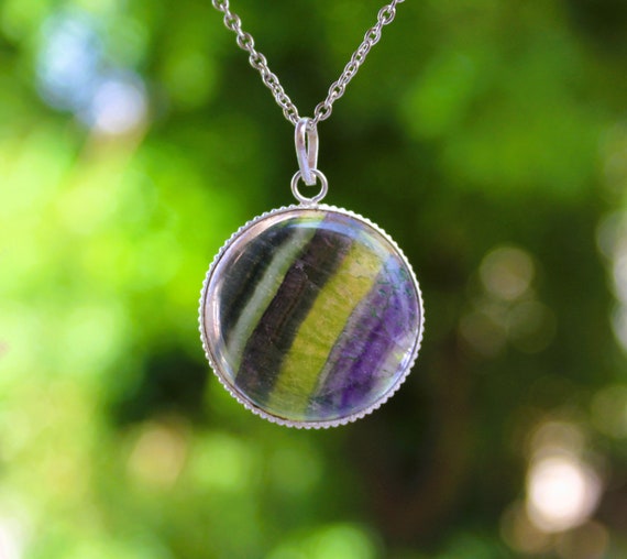 Natural Rainbow Fluorite Pendant,rainbow Fluorite Round Pendant,rainbow Fluorite Crystal,rainbow Fluorite Jewelry
