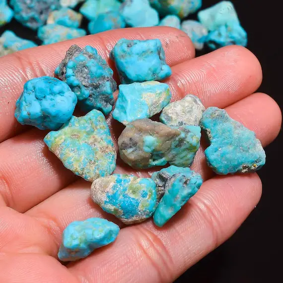 Natural Real Blue Raw Turquoise Gemstone Lot, Arizona Turquoise Raw For Jewelry Making 10mm To 20mm Turquoise Loose Chips Healing Gemstone