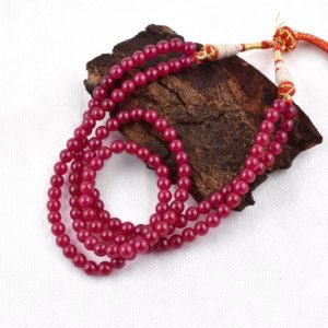 Shop Ruby Necklaces! Natural Ruby 6 MM Round Smooth Beads Handmade 2 String Adjustable Necklace Jewelry Christmas/Anniversary/Birthday Gift Top Quality | Natural genuine Ruby necklaces. Buy crystal jewelry, handmade handcrafted artisan jewelry for women.  Unique handmade gift ideas. #jewelry #beadednecklaces #beadedjewelry #gift #shopping #handmadejewelry #fashion #style #product #necklaces #affiliate #ad