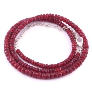 Shop Ruby Necklaces! Natural Ruby Faceted Rondelle Beads 18 Inches Necklace, Natural Ruby Gemstone Beads Necklace, Rare Ruby Spinal Beads Necklace | Natural genuine Ruby necklaces. Buy crystal jewelry, handmade handcrafted artisan jewelry for women.  Unique handmade gift ideas. #jewelry #beadednecklaces #beadedjewelry #gift #shopping #handmadejewelry #fashion #style #product #necklaces #affiliate #ad