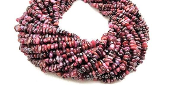Natural Ruby Smooth Uncut Chips,34" Strand,aaa Quality Ruby Smooth Raw Beads  Natural Ruby Beads  Ruby Uncut Beads  Ruby Chips And Nuggets