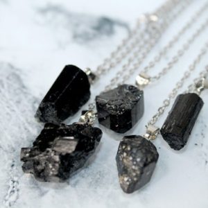 Natural Schorl Black Tourmaline Raw Crystal Gemstone Small Pendant Stainless Steel Necklace Chakra Protection Reiki | Natural genuine Array necklaces. Buy crystal jewelry, handmade handcrafted artisan jewelry for women.  Unique handmade gift ideas. #jewelry #beadednecklaces #beadedjewelry #gift #shopping #handmadejewelry #fashion #style #product #necklaces #affiliate #ad
