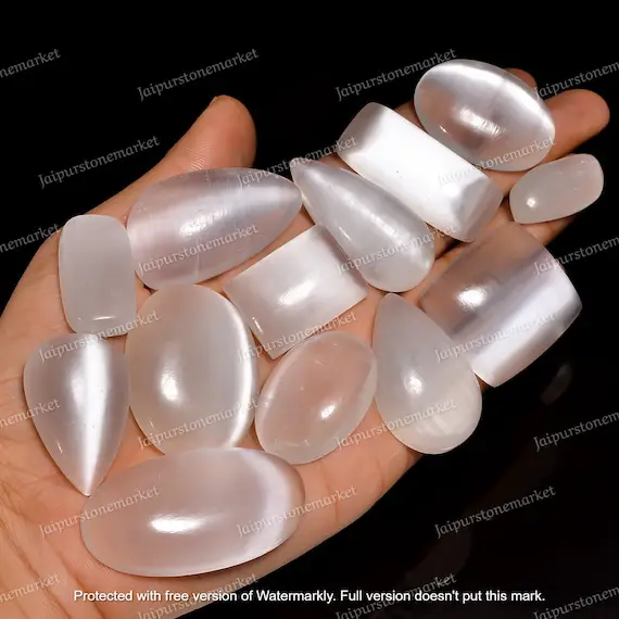 Natural Selenite Cabochon, Selenite Palm Stone, Selenite Crystals Polished, Wholesale Selenite, Selenite Bulk, Sizes Size 20mm To 40mm