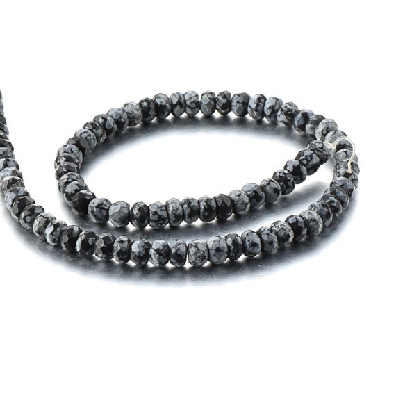 Natural Snowflake Obsidian Faceted Rondelle Beads 4*6mm Full Strand Wholesale