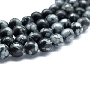 Shop Obsidian Round Beads! Natural Snowflake obsidian Smooth Beads,6mm to 7mm approximately Beads,nowflake Obsidian Gemstone Round Ball,Loose Beads,AAA Quality,Gift | Natural genuine round Obsidian beads for beading and jewelry making.  #jewelry #beads #beadedjewelry #diyjewelry #jewelrymaking #beadstore #beading #affiliate #ad