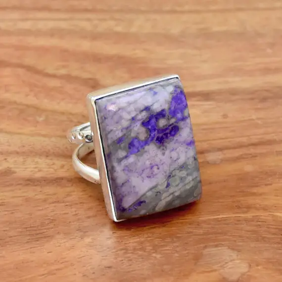Natural Sugilite Ring, Handmade Silver Ring, 925 Sterling Silver Ring, Gemstone Ring, Boho Ring Statement Ring, Wedding Gift, Gift For Her