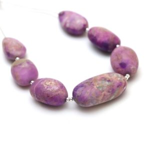 Natural Sugilite Smooth Tumble Beads, 13x23mm To 18x33mm , Sugilite Jewelry Making Beads, 7.5 Inches, Price Per Strand | Natural genuine other-shape Sugilite beads for beading and jewelry making.  #jewelry #beads #beadedjewelry #diyjewelry #jewelrymaking #beadstore #beading #affiliate #ad