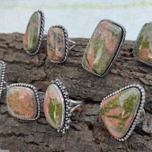 Natural Unakite Gemstone Ring,German Silver Ring ,Handmade Ring ,Large Size Ring ,Casual Ring ,Gift for all , (one of kind) Woman Jewellery | Natural genuine Unakite rings, simple unique handcrafted gemstone rings. #rings #jewelry #shopping #gift #handmade #fashion #style #affiliate #ad