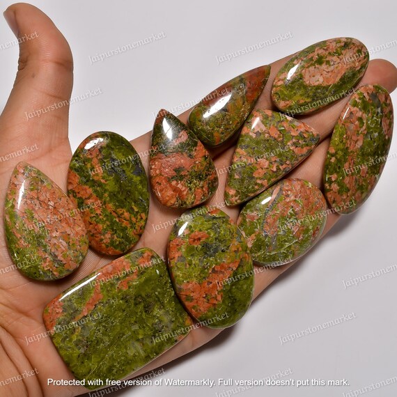 Natural Unakite Jasper Cabochon, Unakite Pendant Loose Gemstone, Wholesale Jasper, Unakite Bulk Stones, Sizes 20mm To 40mm