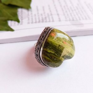 Shop Unakite Rings! Natural Unakite ringnatural unakite ringUnique unakite ringheart unakite ringHeart shaped ringGift for HerSilver plated ring | Natural genuine Unakite rings, simple unique handcrafted gemstone rings. #rings #jewelry #shopping #gift #handmade #fashion #style #affiliate #ad