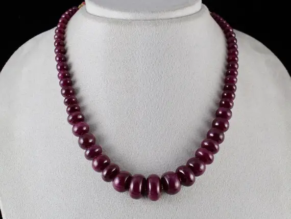 Natural Untreated Ruby Round Beads 461 Carats Gemstone 18k Gold Statement Necklace