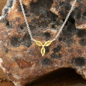 Shop Yellow Sapphire Necklaces! Natural Yellow Sapphire Necklace, 14K Solid White Gold Sapphire 3 Stone Necklace, 4×2 MM Marquise Cut Sapphire Leaf Necklace, New Year Sale | Natural genuine Yellow Sapphire necklaces. Buy crystal jewelry, handmade handcrafted artisan jewelry for women.  Unique handmade gift ideas. #jewelry #beadednecklaces #beadedjewelry #gift #shopping #handmadejewelry #fashion #style #product #necklaces #affiliate #ad