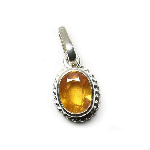 Natural Yellow Sapphire Pendant In Starling Silver 925 Handmade Pendant/locket For Men And Women