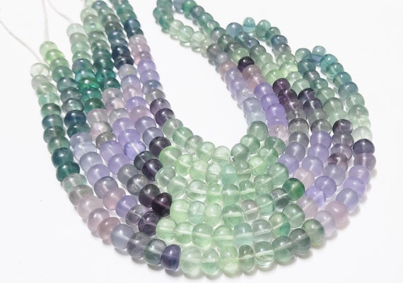 Natural,multi Fluorite Smooth Rondelle Beads Shape,smooth Rondelle Beads,8 To 8.5 Mm Size,multi Fluorite Beads,18 Inch Strand,fluorite Beads