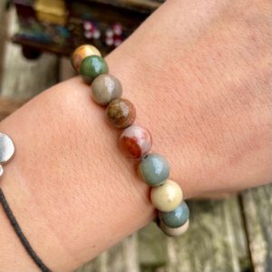 Ocean Jasper bracelet Crystal healing natural stone stretchy | Natural genuine Gemstone bracelets. Buy crystal jewelry, handmade handcrafted artisan jewelry for women.  Unique handmade gift ideas. #jewelry #beadedbracelets #beadedjewelry #gift #shopping #handmadejewelry #fashion #style #product #bracelets #affiliate #ad