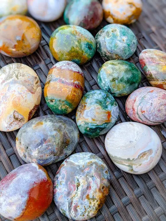 Ocean Jasper Palm Stone / High Quality / Polished / Crystal Healing / Chakra Stone / Meditation Stone / For A Sense Of Calmness & Joy