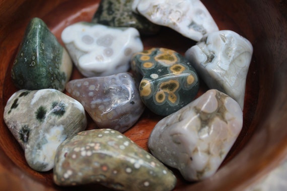 Ocean Jasper Tumbled Crystals | Large And Small | Druzy Pockets | Rough Tumble | Cellular Jasper | Ocean Orbicular Jasper | Atlantis Stone