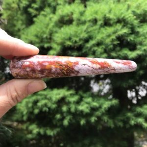 Shop Ocean Jasper Points & Wands! Ocean Jasper Wand | Natural genuine stones & crystals in various shapes & sizes. Buy raw cut, tumbled, or polished gemstones for making jewelry or crystal healing energy vibration raising reiki stones. #crystals #gemstones #crystalhealing #crystalsandgemstones #energyhealing #affiliate #ad