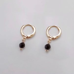 Shop Black Tourmaline Earrings! Minimalist 18K Gold Plated/Silver Plated Steel Huggie 3-4mm Single Natural Black Tourmaline Hoop Lever Back Small Earrings | Natural genuine Black Tourmaline earrings. Buy crystal jewelry, handmade handcrafted artisan jewelry for women.  Unique handmade gift ideas. #jewelry #beadedearrings #beadedjewelry #gift #shopping #handmadejewelry #fashion #style #product #earrings #affiliate #ad