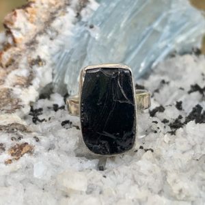 Shop Shungite Rings! One of A Kind Sterling Silver Shungite Ring | Natural genuine Shungite rings, simple unique handcrafted gemstone rings. #rings #jewelry #shopping #gift #handmade #fashion #style #affiliate #ad